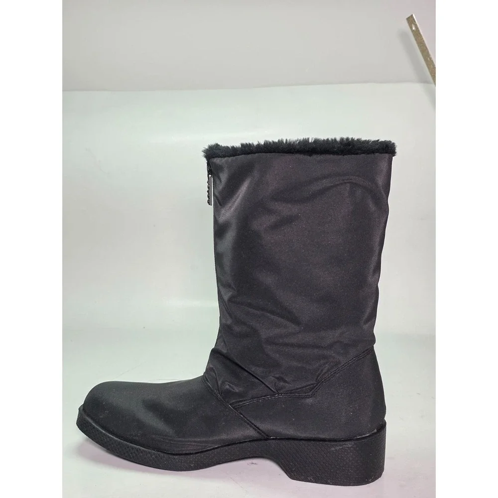 Chromatic By Totes Women's Boots Size‎ 10 M Black Faux Fur Snowflake Zip Shoes